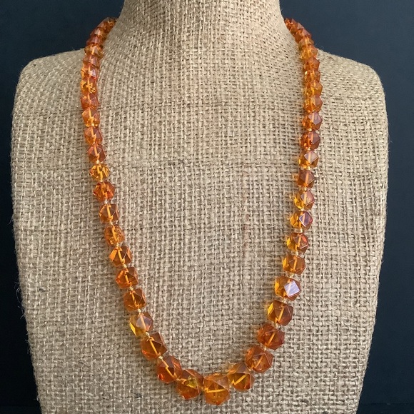 Vintage genuine Baltic faceted amber necklace.